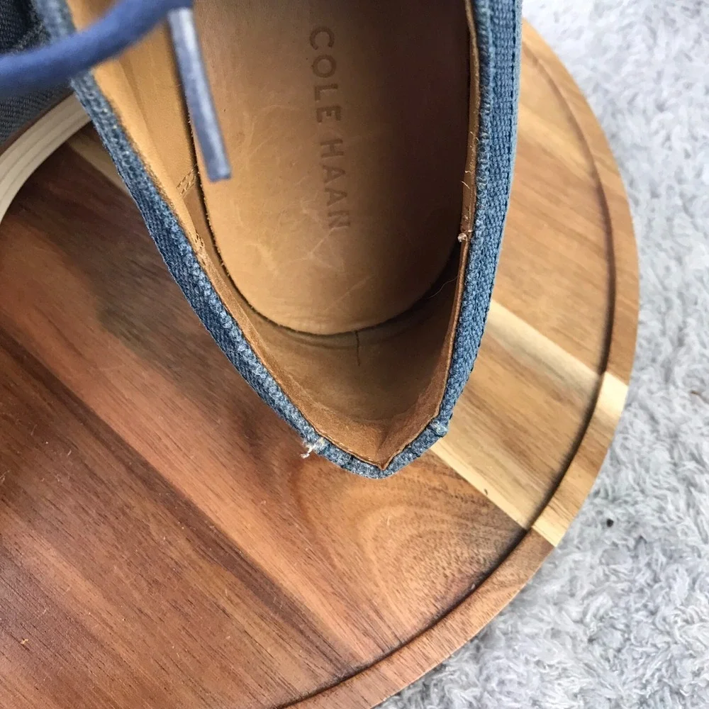 Cole‎ Haan LUNARGRAND Long Wingtip Oxford Mens 10.5M Blue Canvas Shoes